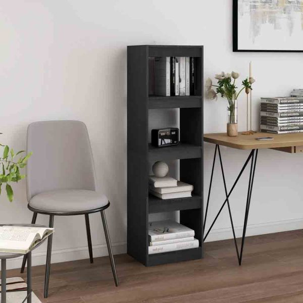 Jupiter Wooden Bookcase With 4 Compartments In Grey | Bed Sava