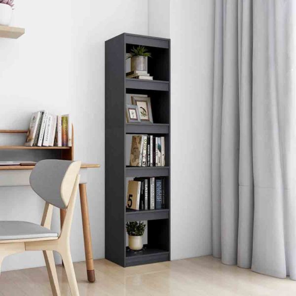 Jupiter Wooden Bookcase With 5 Compartments In Grey | Bed Sava
