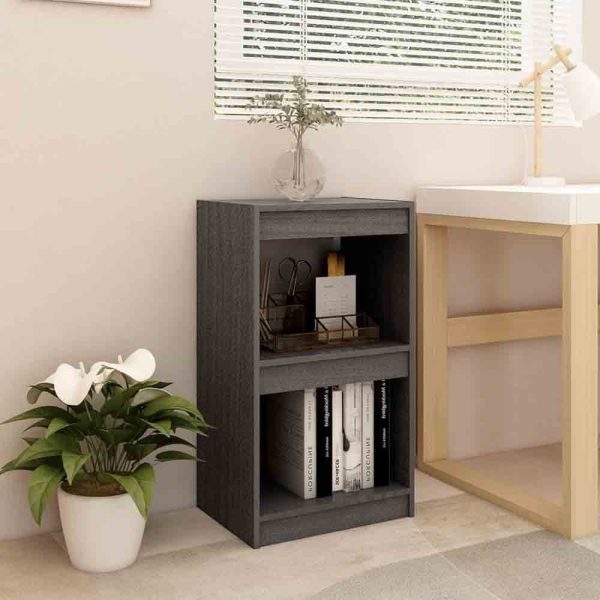 Jupiter Wooden Bookcase With 2 Compartments In Grey | Bed Sava