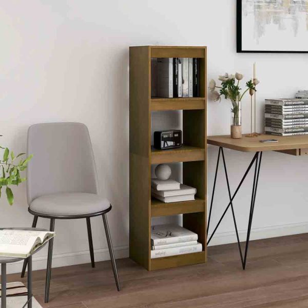 Jupiter Wooden Bookcase With 4 Compartments In Honey Brown | Bed Sava