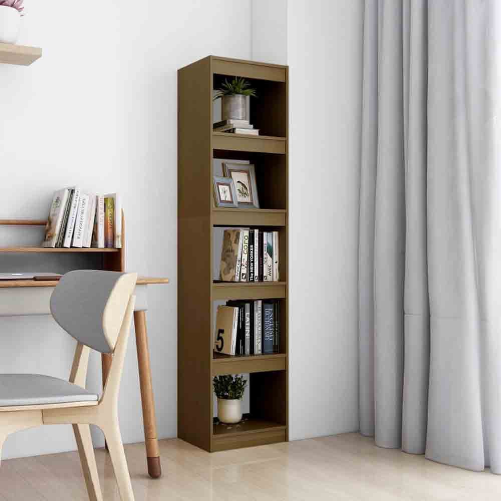 Jupiter Wooden Bookcase With 5 Compartments In Honey Brown