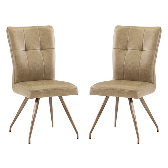 Kalista Taupe Faux Leather Dining Chairs In Pair