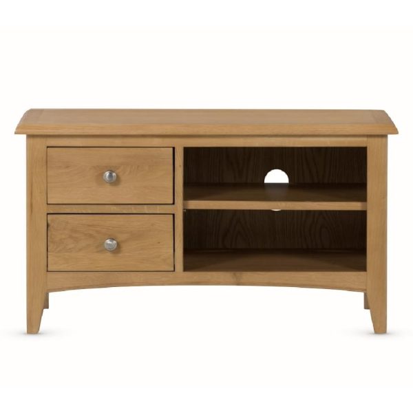 Kamiah Small Wooden TV Stand With 2 Drawers In Oak | Bed Sava