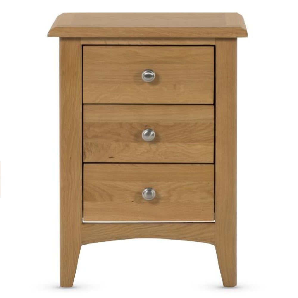 Kamiah Wooden Bedside Cabinet With 3 Drawers In Oak