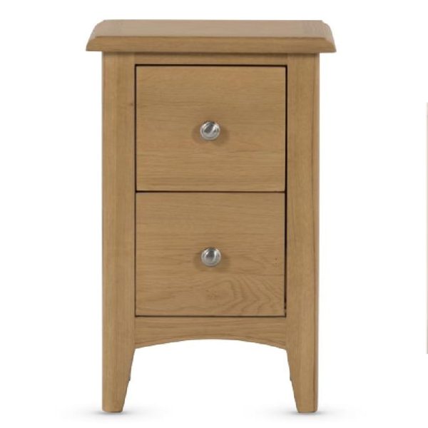 Kamiah Wooden Bedside Cabinet With 2 Drawers In Oak | Bed Sava