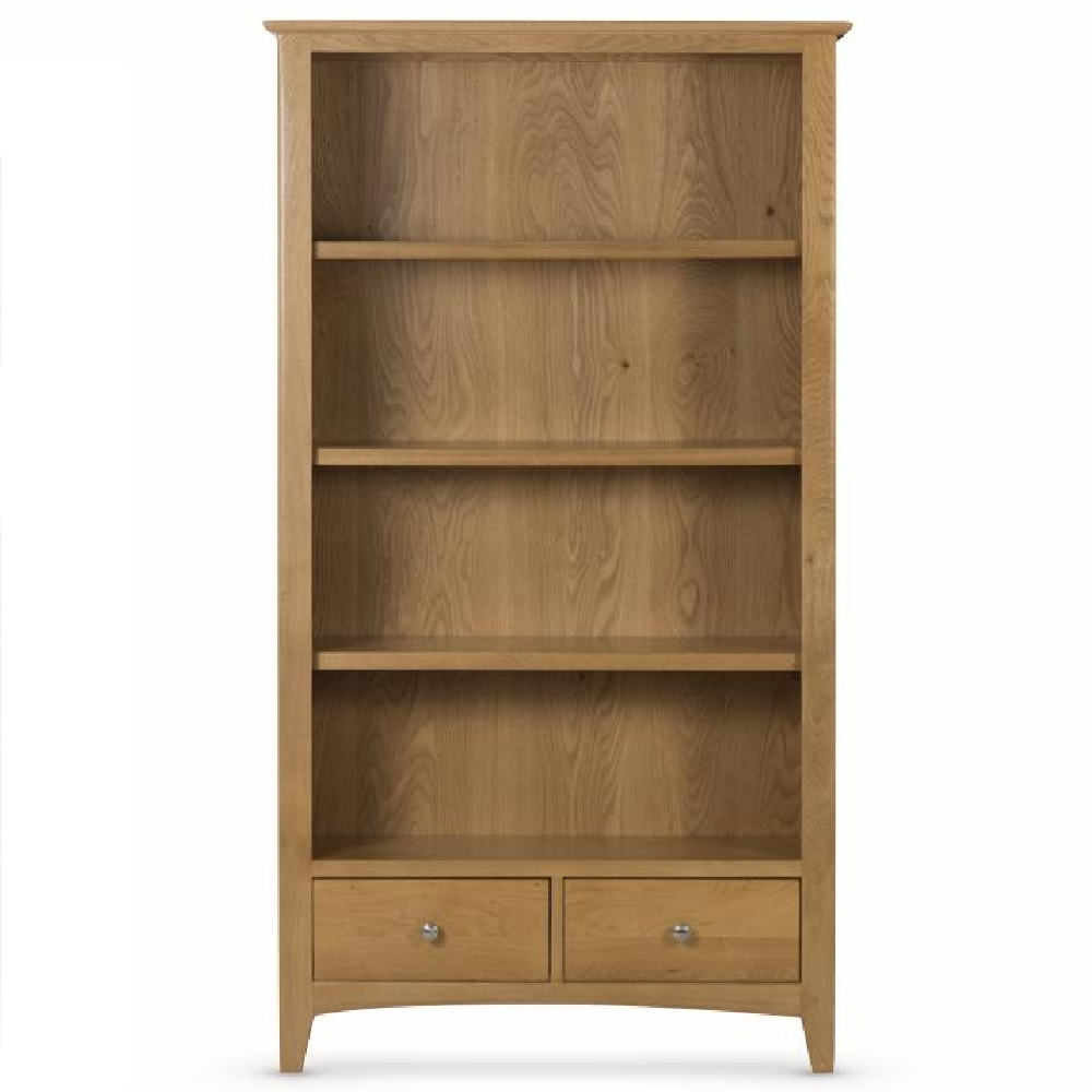 Kamiah Wooden Bookcase With 2 Drawers In Oak