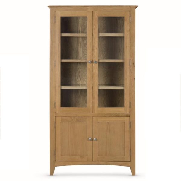 Kamiah Wooden Display Cabinet With 4 Doors In Oak | Bed Sava