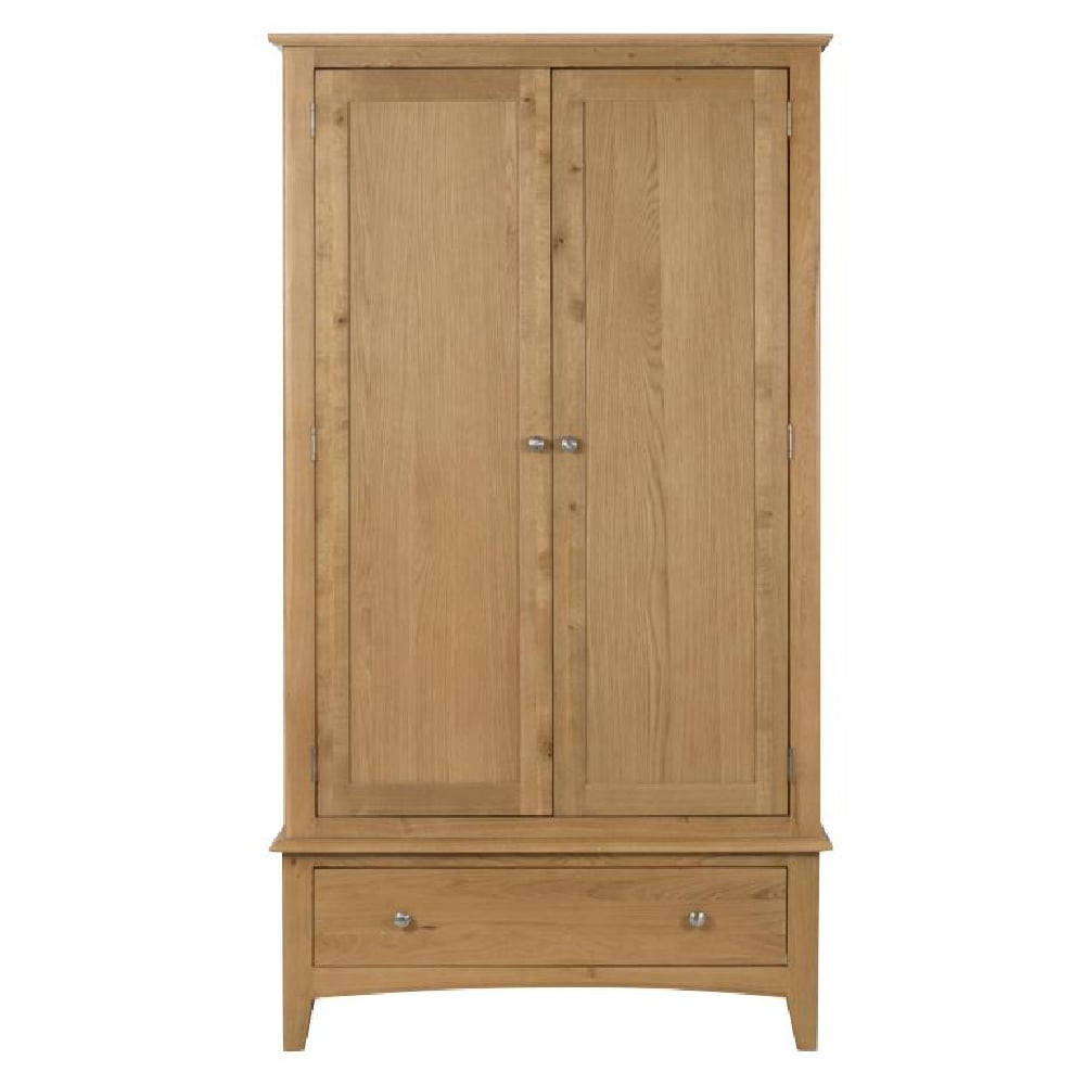 Kamiah Wooden Wardrobe With 2 Doors 1 Drawer In Oak