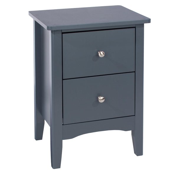 Kamuy Tall Wooden Bedside Cabinet With 2 Drawers In Midnight Blue | Bed Sava