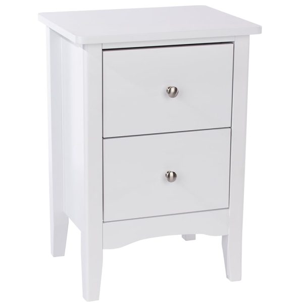 Kamuy Tall Wooden Bedside Cabinet With 2 Drawers In White | Bed Sava