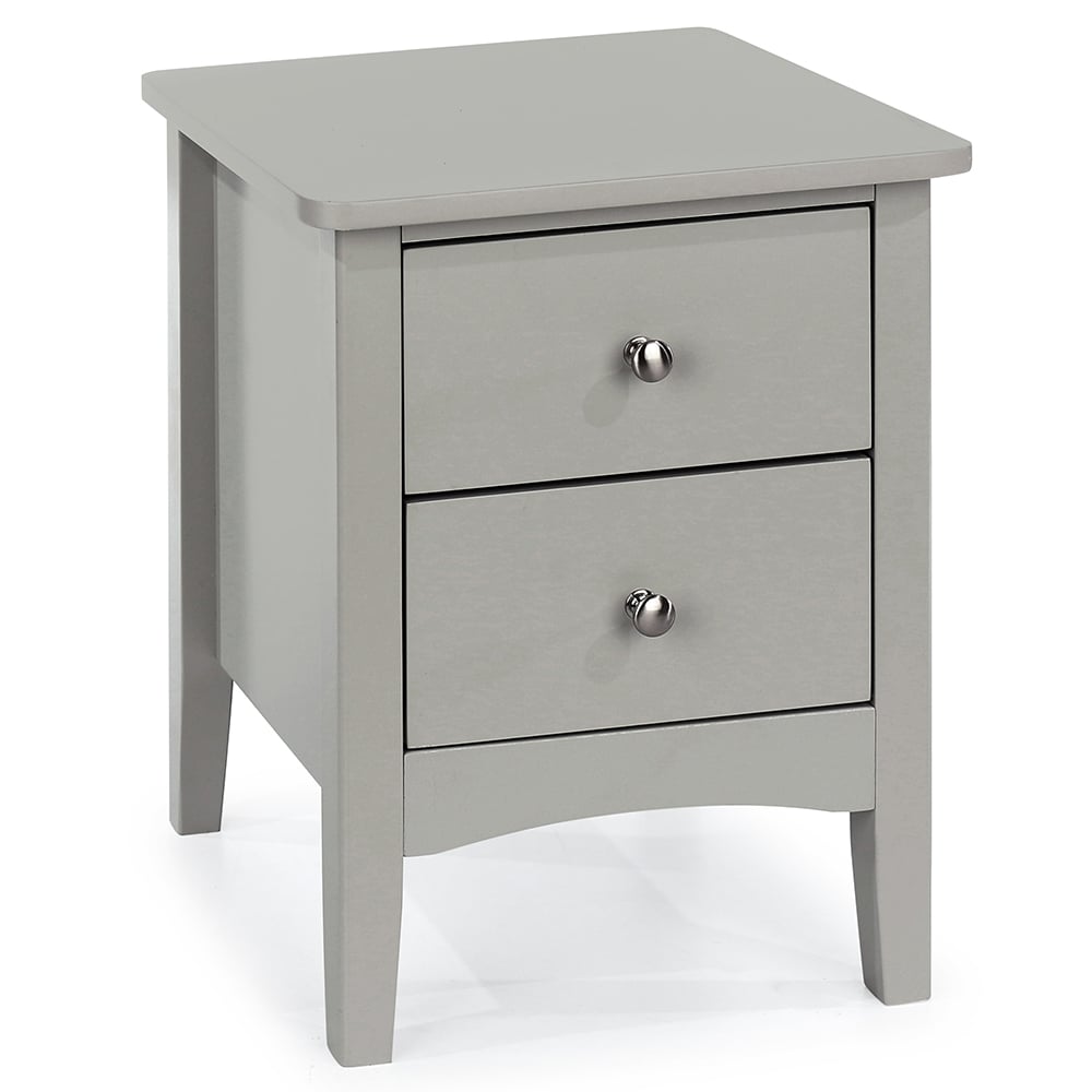 Kamuy Wide Wooden Bedside Cabinet With 2 Drawers In Grey