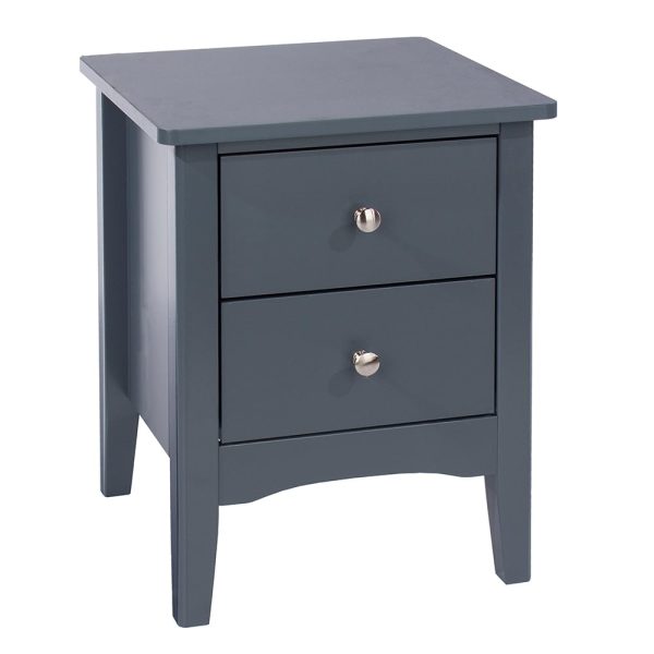 Kamuy Wide Wooden Bedside Cabinet With 2 Drawers In Midnight Blue | Bed Sava