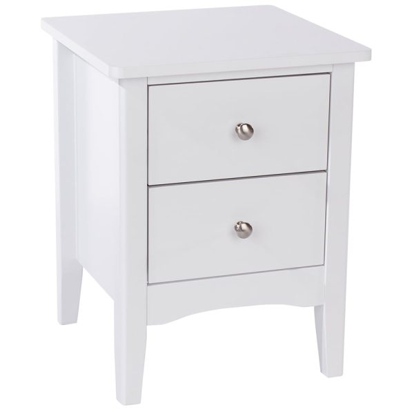 Kamuy Wide Wooden Bedside Cabinet With 2 Drawers In White | Bed Sava
