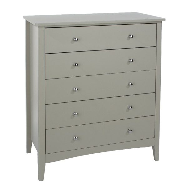 Kamuy Wooden Chest Of 5 Drawers In Grey | Bed Sava