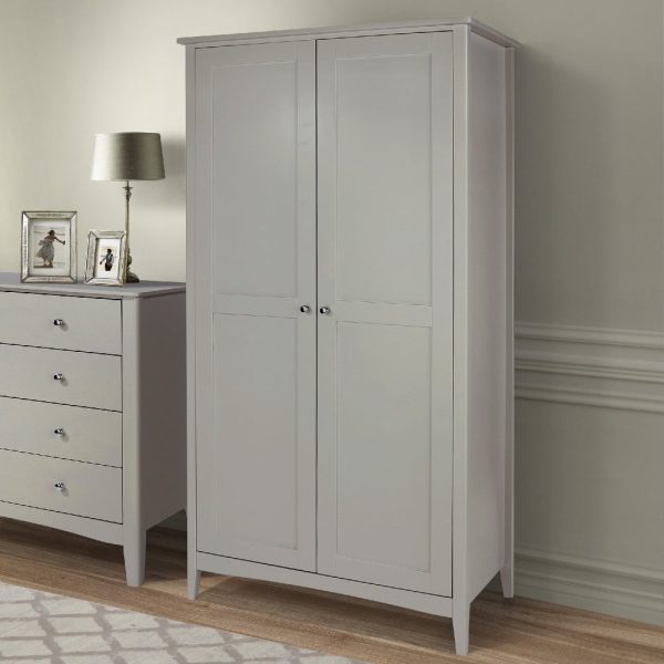 Kamuy Wooden Wardrobe With 2 Doors In Grey | Bed Sava