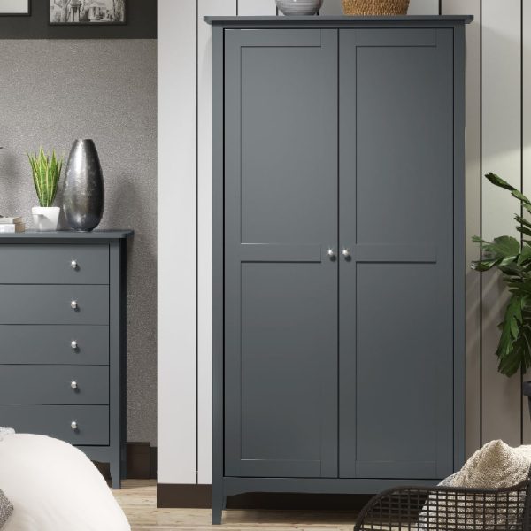 Kamuy Wooden Wardrobe With 2 Doors In Midnight Blue | Bed Sava