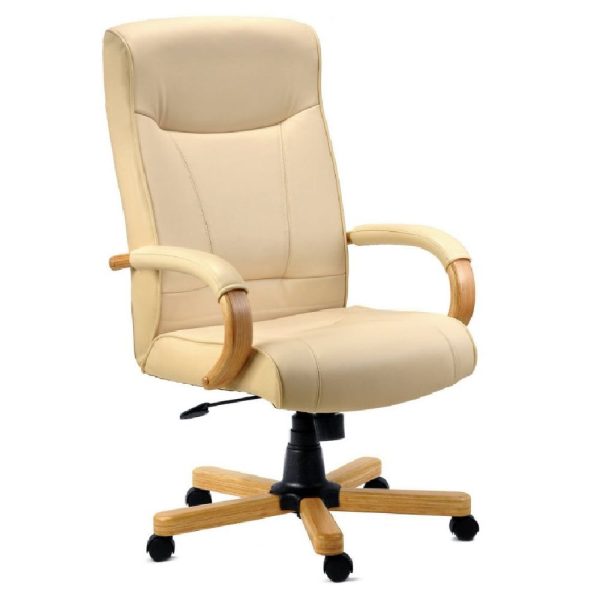 Kapolei Leather Home And Office Chair In Cream | Bed Sava