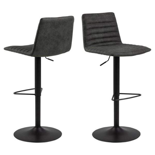 Kaprun Anthracite Fabric Bar Stools With Steel Base In Pair | Bed Sava