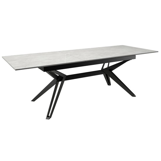 Kara Stone Extending Dining Table With Black Metal Base | Bed Sava