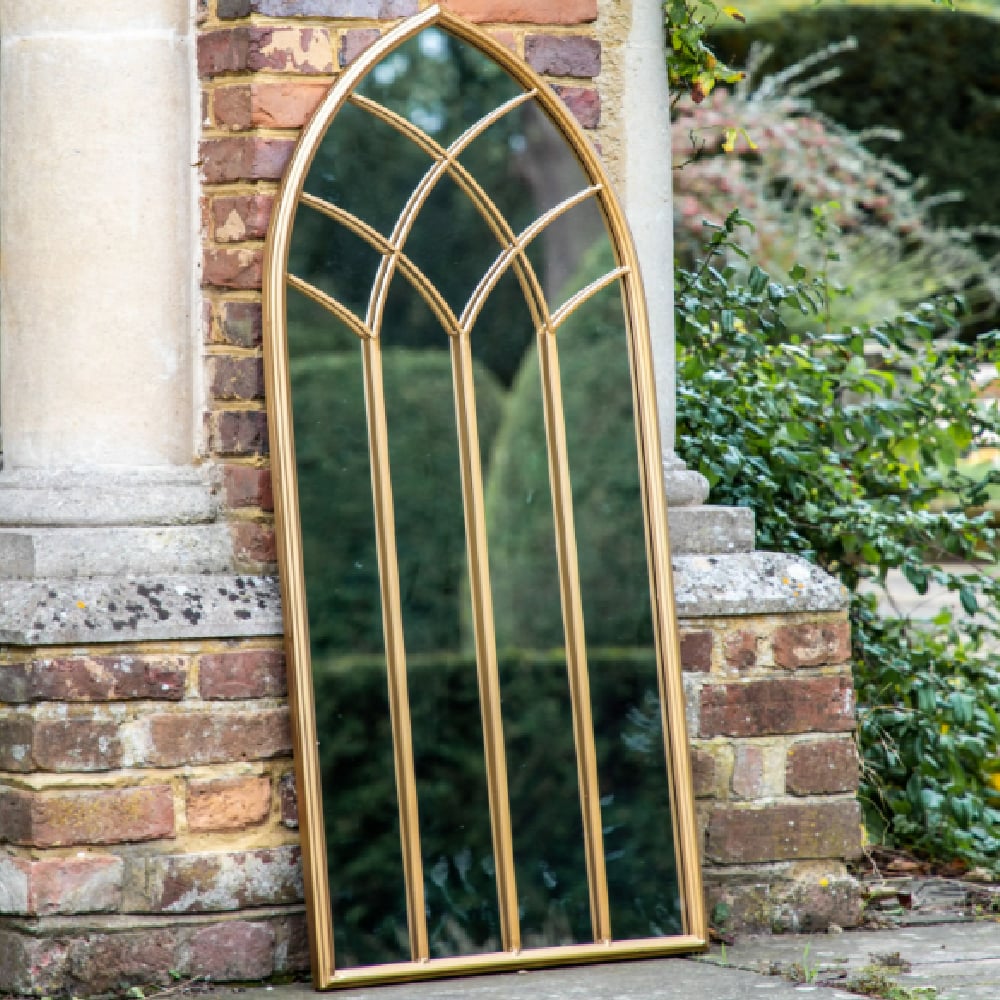 Karla Outdoor Mirror In Gold Frame