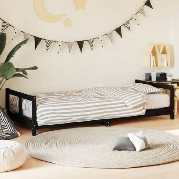 Katonah 80x200cm Wooden Children Bed In Black | Bed Sava