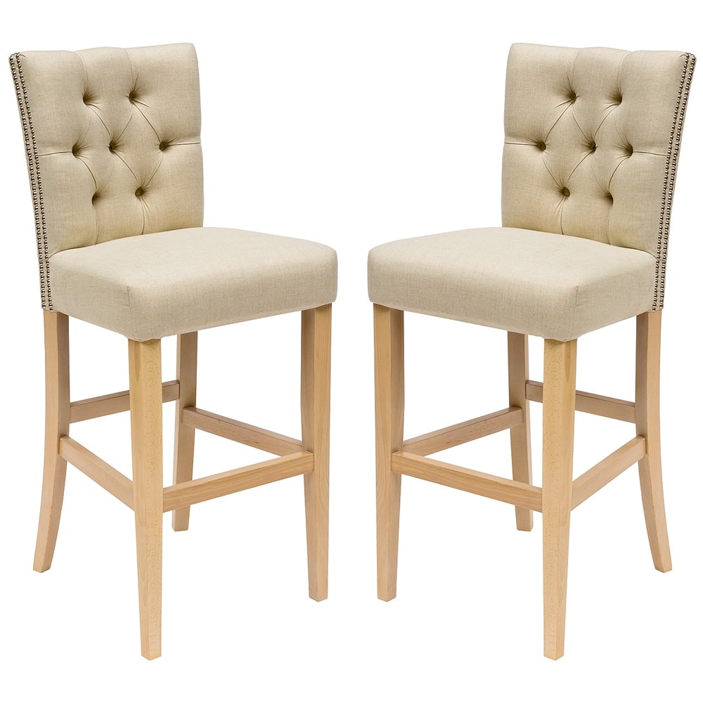 Katonah Oyster Fabric Bar Stools In Pair | Bed Sava