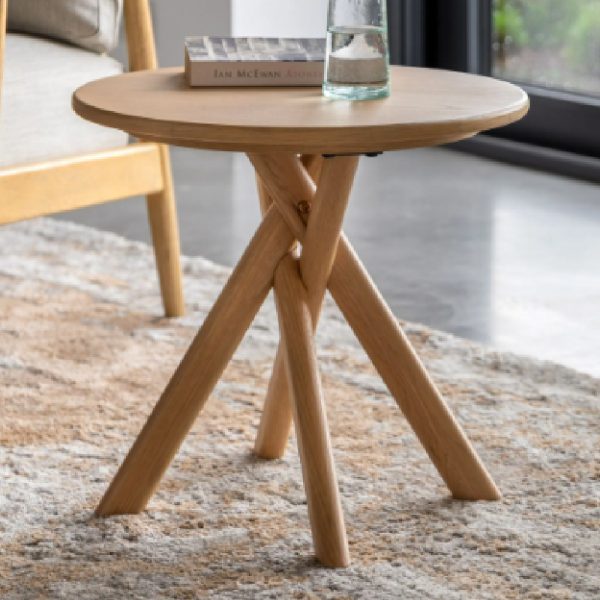 Katonah Wooden Round Side Table In Natural | Bed Sava