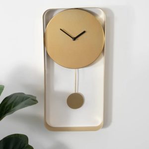 Kaunas Rectangular Metal Wall Clock In Gold | Bed Sava