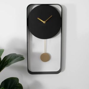 Kaunas Rectangular Metal Wall Clock In Matte Black | Bed Sava