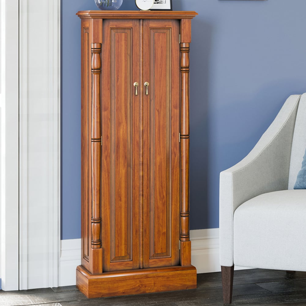 Kavala Wooden CD DVD Storage Cupboard In Light Brown | Bed Sava