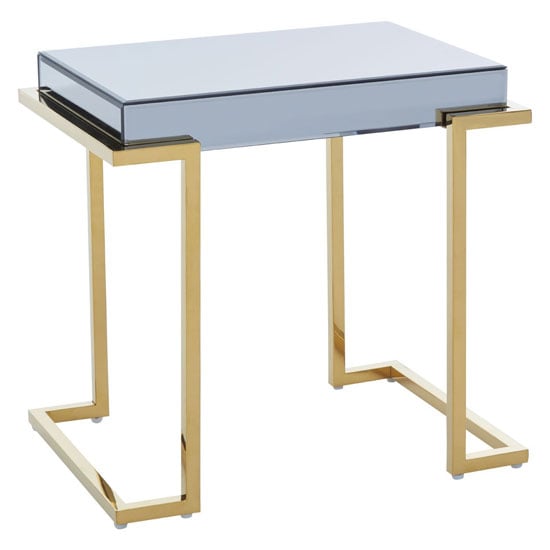Kayo Grey Glass Top End Table With Gold Stainless Steel Base | Bed Sava