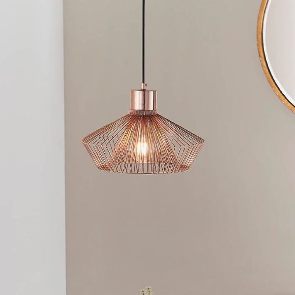 Kearney Metal Caged Pendant Ceiling Light In Copper | Bed Sava