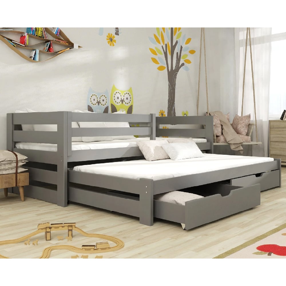 Keene Wooden Day Bed With Bonnell Mattress And Trundle In Graphite