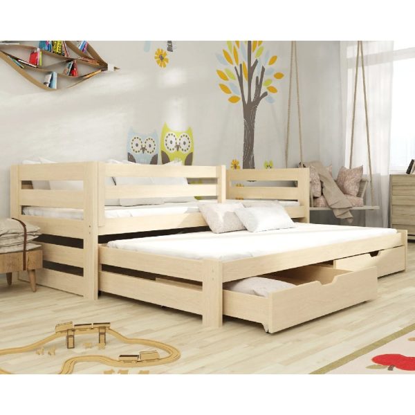 Keene Wooden Day Bed With Bonnell Mattress And Trundle In Pine | Bed Sava