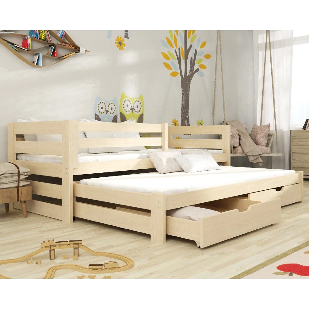 Keene Wooden Day Bed With Bonnell Mattress And Trundle In Pine