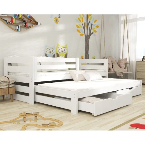 Keene Wooden Day Bed With Bonnell Mattress And Trundle In White | Bed Sava