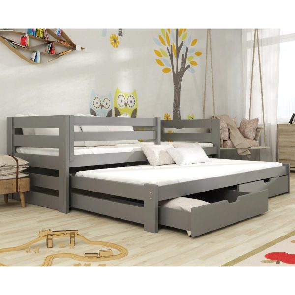 Keene Wooden Day Bed With Foam Mattress And Trundle In Graphite | Bed Sava