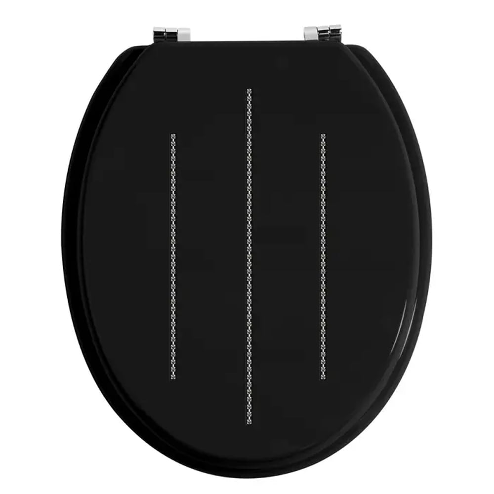 Kelant Wooden Toilet Seat With Diamante Detail In Black