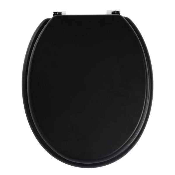 Kelant Wooden Toilet Seat In Matt Black | Bed Sava