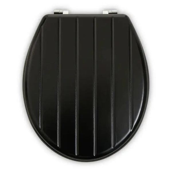 Kelant Wooden Toilet Seat With Panel Effect In Black | Bed Sava