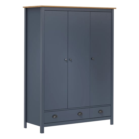 Kendal Wooden Wardrobe With 3 Doors In Grey And Brown