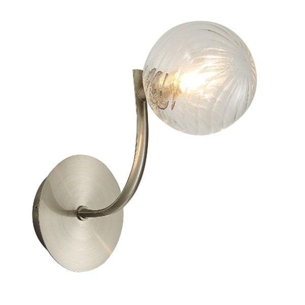 Kettlewell Glass Shade Wall Light In Satin Nickel | Bed Sava