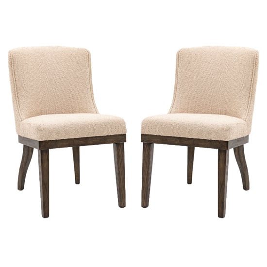 Kigali Taupe Fabric Dining Chairs With Oak Legs In Pair