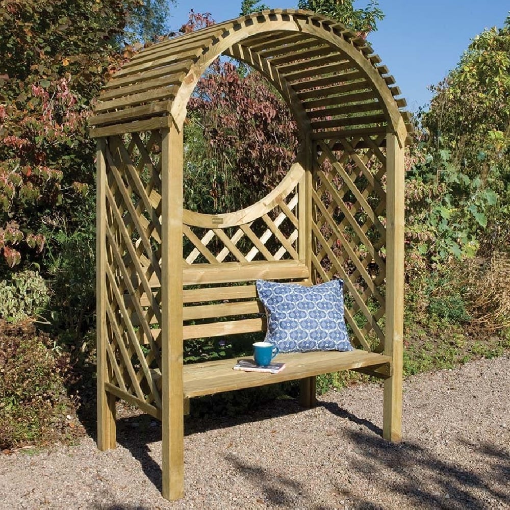 Kilgetty Wooden Garden Curved Arbour In Natural