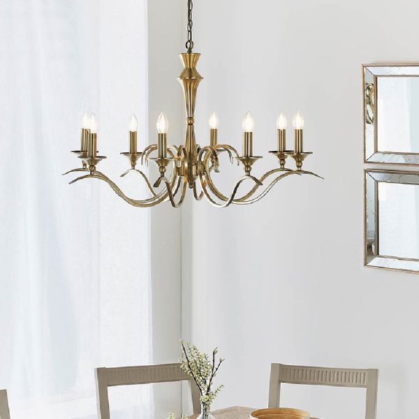 Killeen 8 Light Metal Semi Flush Pendant Ceiling Light In Brass | Bed Sava