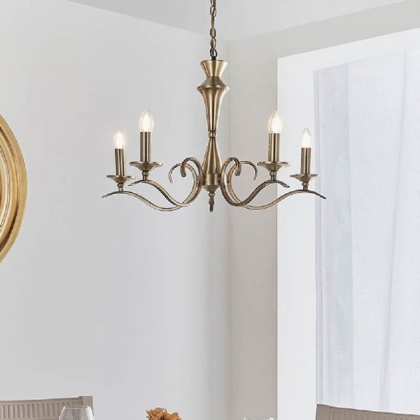 Killeen 5 Light Metal Semi Flush Pendant Ceiling Light In Brass | Bed Sava