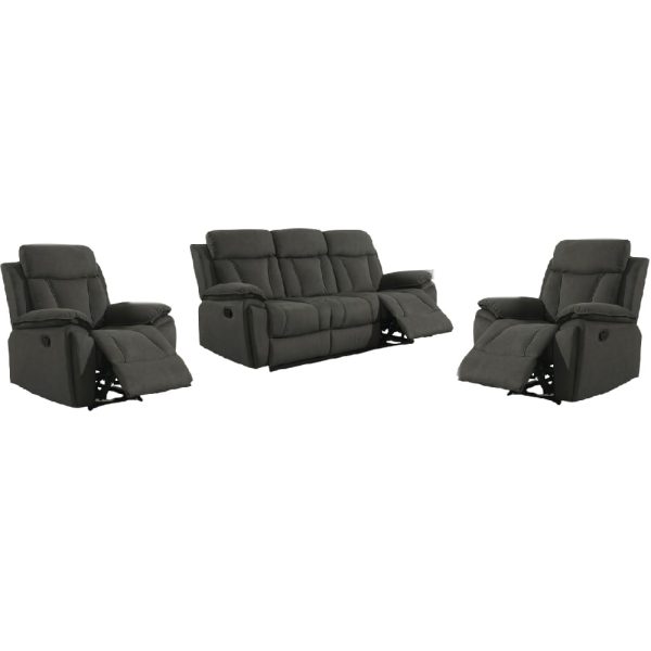 Killeen Fabric Recliner 3+1+1 Seater Sofa Set In Chocolate | Bed Sava