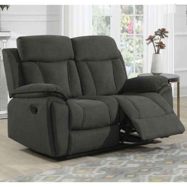 Killeen Fabric Recliner 2 Seater Sofa In Chocolate | Bed Sava