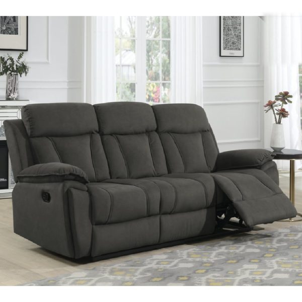 Killeen Fabric Recliner 3 Seater Sofa In Chocolate | Bed Sava