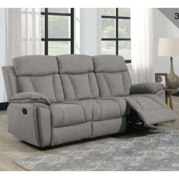 Killeen Fabric Recliner 3 Seater Sofa In Grey | Bed Sava